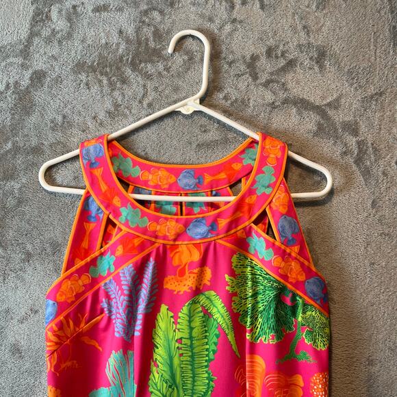 Gretchen Scott Isosceles Pink Corral Reef Fish Dress Women’s Size Medium - Picture 2 of 7